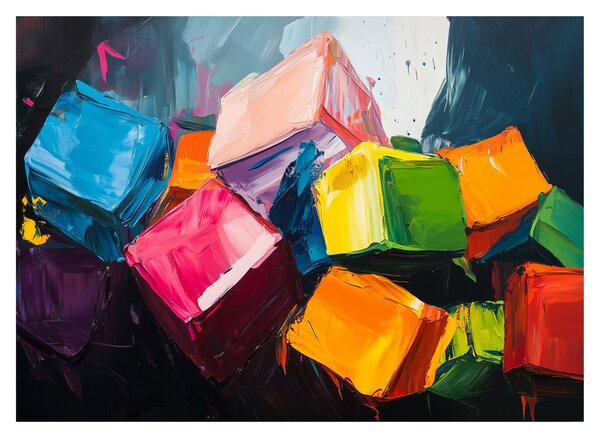 Üveg kép - Színes kockák (70x50 cm)