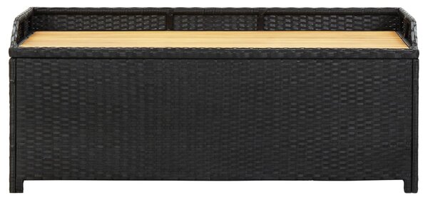 Fekete polyrattan kerti tárolópad 120 cm
