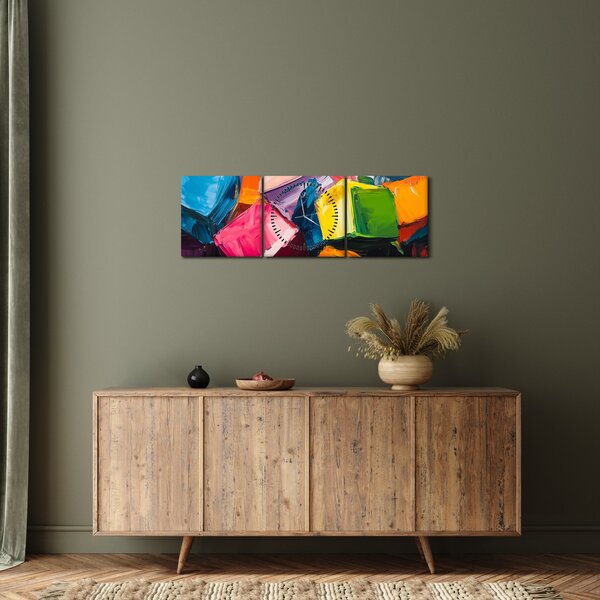 Kép - Színes kockák (órával) (90x30 cm)