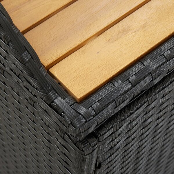 Fekete polyrattan kerti tárolópad 120 cm