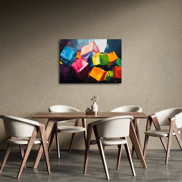 Üveg kép - Színes kockák (70x50 cm)