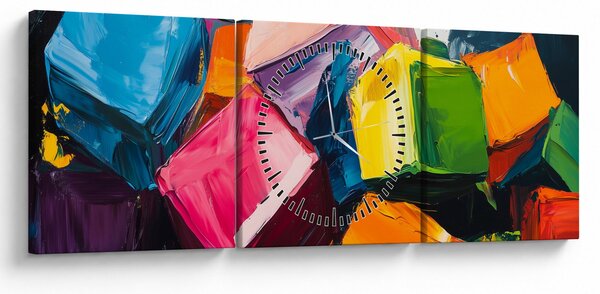 Kép - Színes kockák (órával) (90x30 cm)