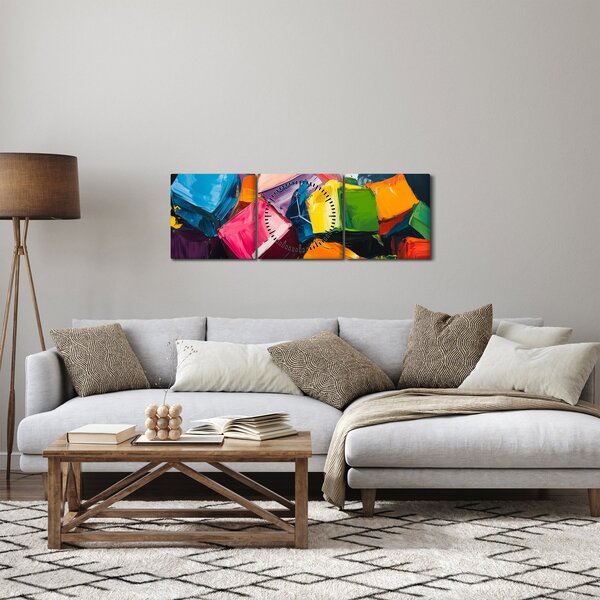 Kép - Színes kockák (órával) (90x30 cm)
