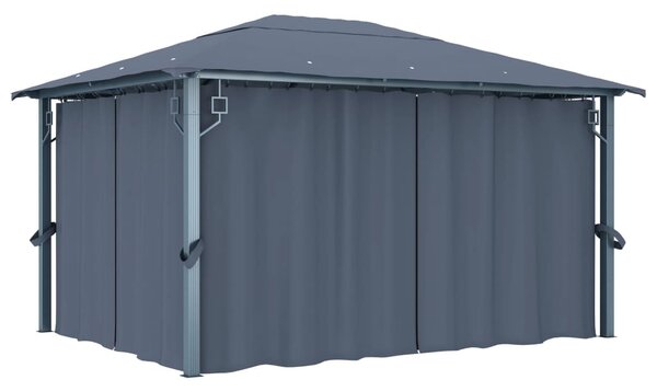 Antracitszürke alumíniumpavilon függönnyel 400 x 300 cm