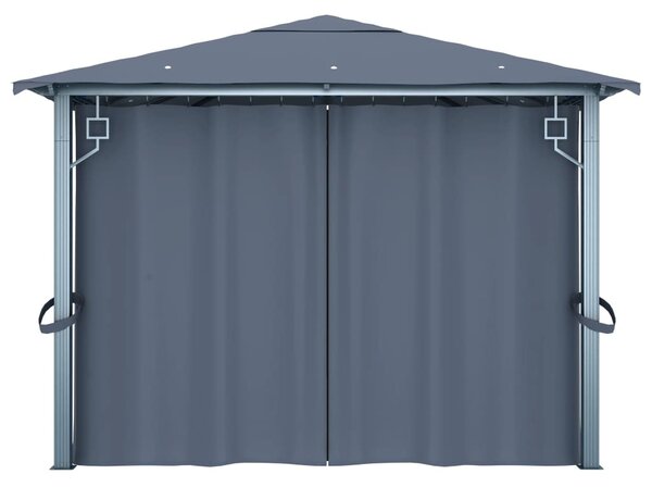 Antracitszürke alumíniumpavilon függönnyel 400 x 300 cm