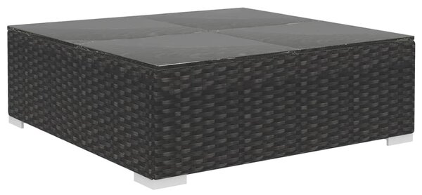 8-részes fekete polyrattan kerti bútorszett párnákkal