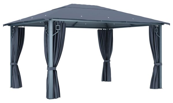 Antracitszürke alumíniumpavilon függönnyel 400 x 300 cm