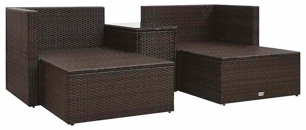 5-részes barna polyrattan kerti ülőgarnitúra párnákkal