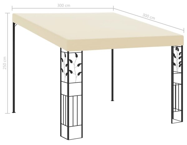 Krémszínű falra szerelhető pavilon 3 x 3 x 2,5 m