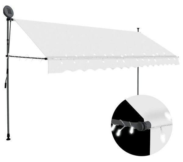 Krémszínű kézzel kihúzható LED-es napellenző 400 cm