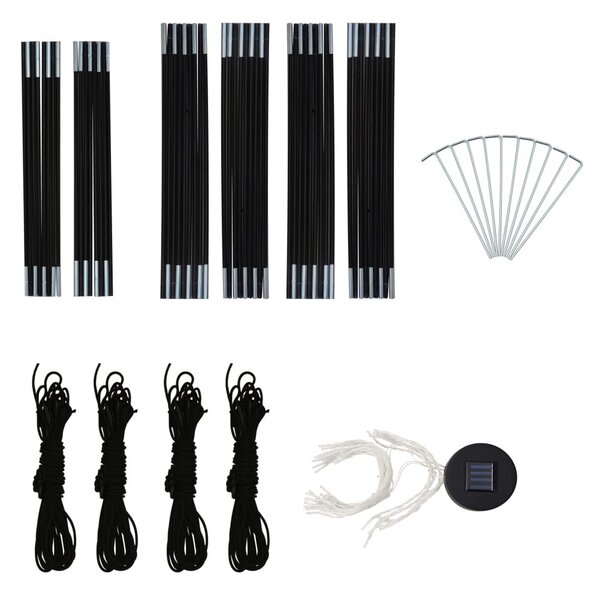 Zöld rendezvénysátor LED-del és 4 oldalfallal 3,6 x 3,6 x 2,3 m