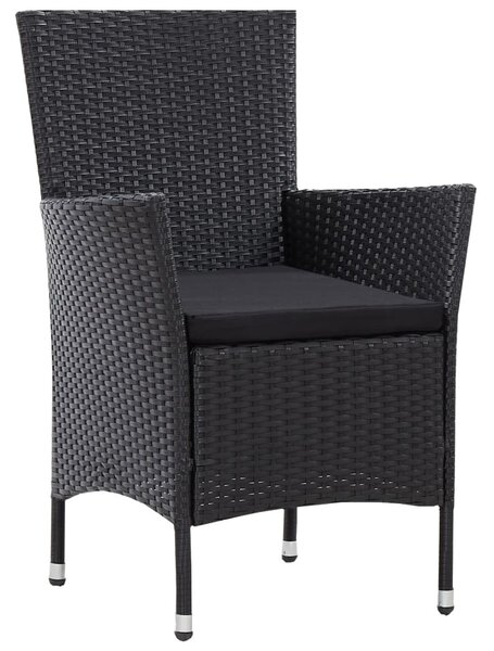5-részes fekete kültéri polyrattan étkezőgarnitúra