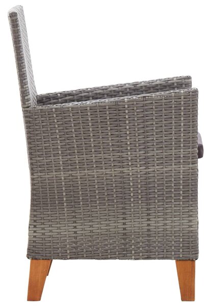 2 db szürke polyrattan kerti szék párnával