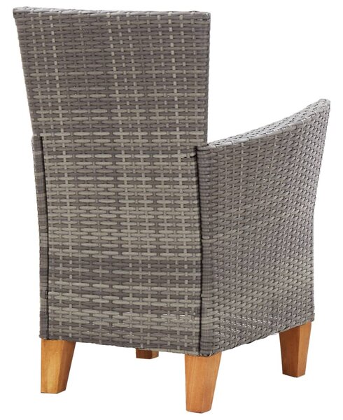 2 db szürke polyrattan kerti szék párnával
