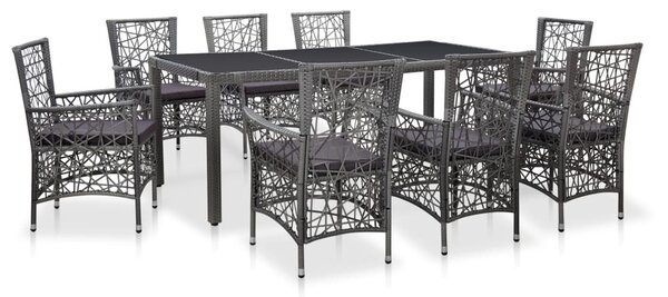 9 részes szürke kültéri polyrattan étkezőgarnitúra