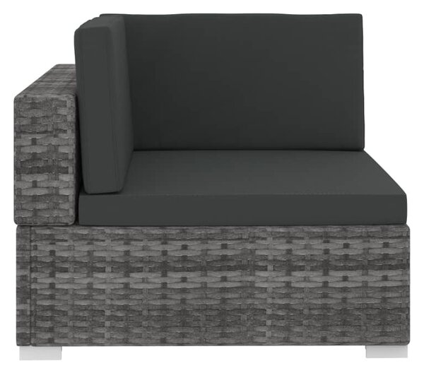 4 részes szürke polyrattan kerti kanapészett párnákkal