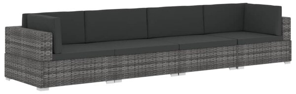 4 részes szürke polyrattan kerti kanapészett párnákkal