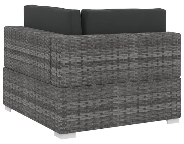 4 részes szürke polyrattan kerti kanapészett párnákkal