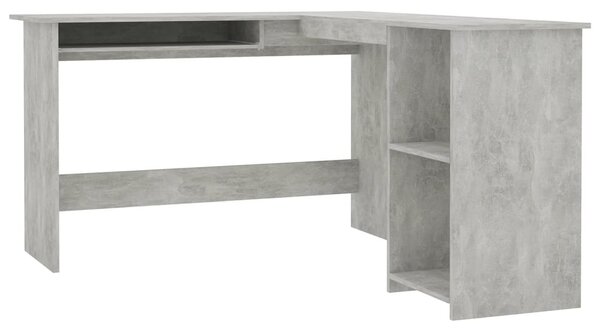 Betonszürke szerelt fa L-alakú sarok-íróasztal 120x140x75 cm