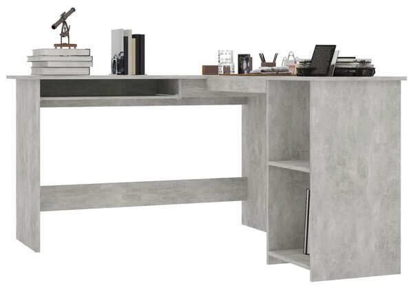 Betonszürke szerelt fa L-alakú sarok-íróasztal 120x140x75 cm