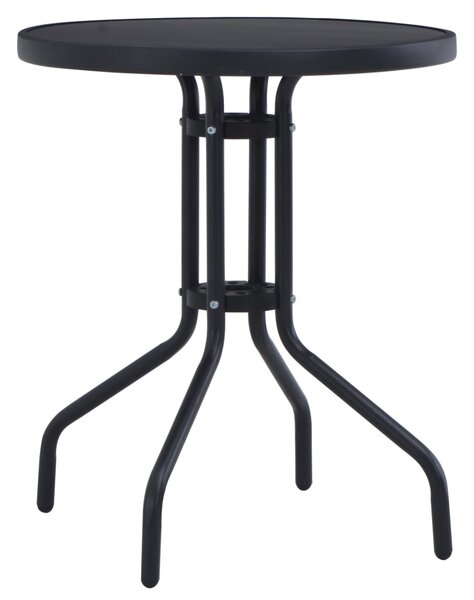 Fekete acél és üveg kerti asztal 80 cm