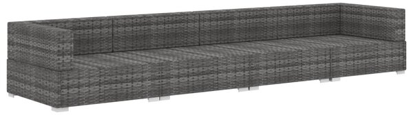 4 részes szürke polyrattan kerti kanapészett párnákkal
