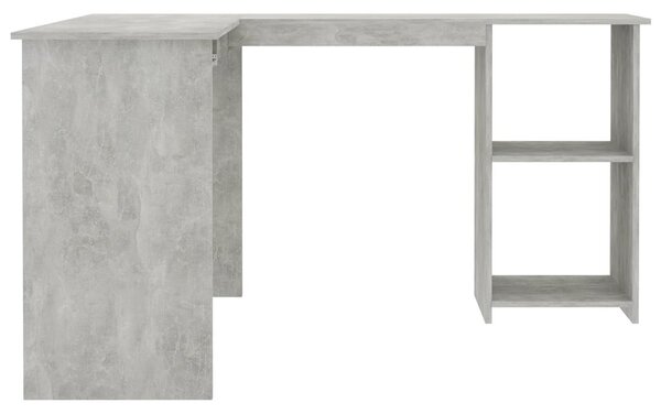 Betonszürke szerelt fa L-alakú sarok-íróasztal 120x140x75 cm