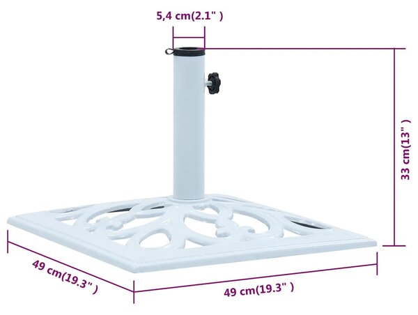 Fehér öntöttvas napernyőtalp 12 kg 49 cm