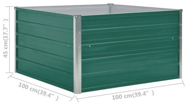 Zöld horganyzott acél kerti magaságyás 100 x 100 x 45 cm