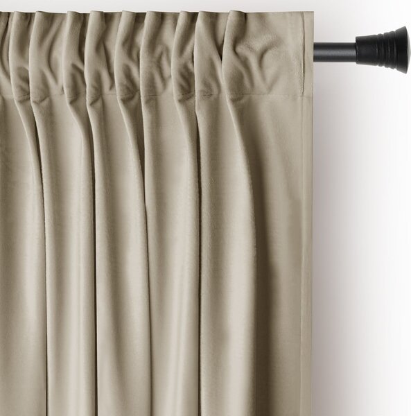Barna-bézs bársony dimout (részleges sötétítő) függöny 140x245 cm Pleat – Restilo