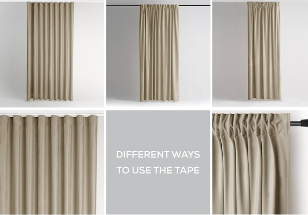 Barna-bézs bársony dimout (részleges sötétítő) függöny 140x245 cm Pleat – Restilo