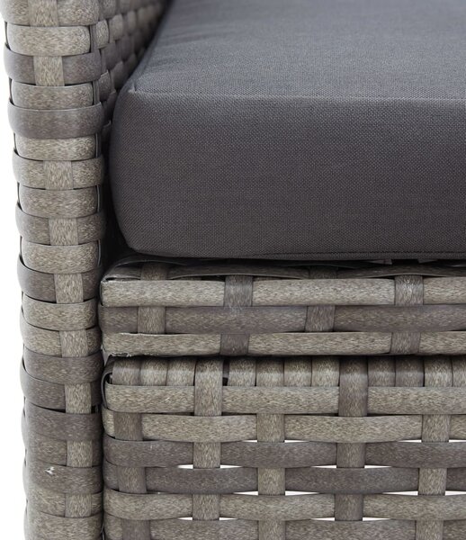 Kétszemélyes szürke polyrattan kerti pad teázóasztallal 143 cm