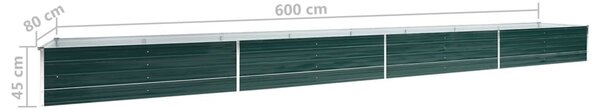 Zöld horganyzott acél kerti magaságyás 600 x 80 x 45 cm