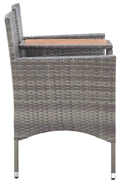 Kétszemélyes szürke polyrattan kerti pad teázóasztallal 143 cm