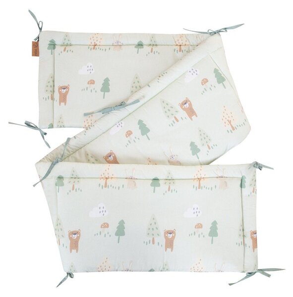 Világoszöld pamut rácsvédő 170 cm Woodland Buddies – Roba