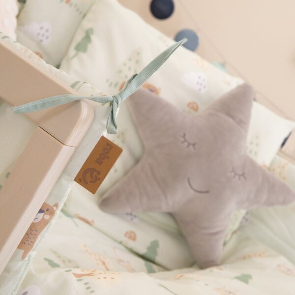 Világoszöld pamut rácsvédő 170 cm Woodland Buddies – Roba