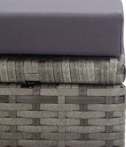13 részes antracitszürke polyrattan és akácfa étkezőszett