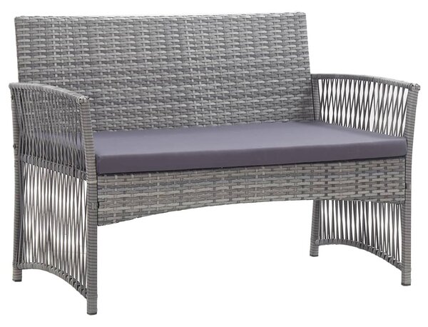 4-részes antracitszürke kerti polyrattan bútorszett párnákkal