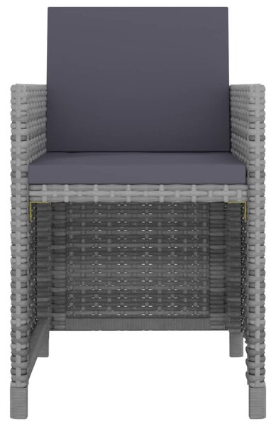 11-részes szürke polyrattan kültéri étkezőszett párnákkal