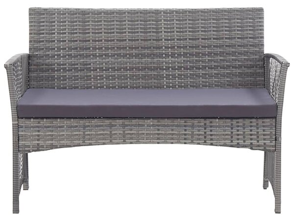 4-részes antracitszürke kerti polyrattan bútorszett párnákkal
