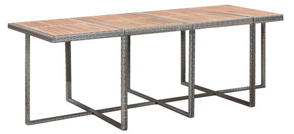 13 részes antracitszürke polyrattan és akácfa étkezőszett