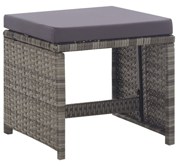13 részes antracitszürke polyrattan és akácfa étkezőszett