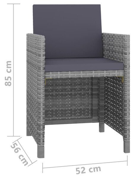 11-részes szürke polyrattan kültéri étkezőszett párnákkal