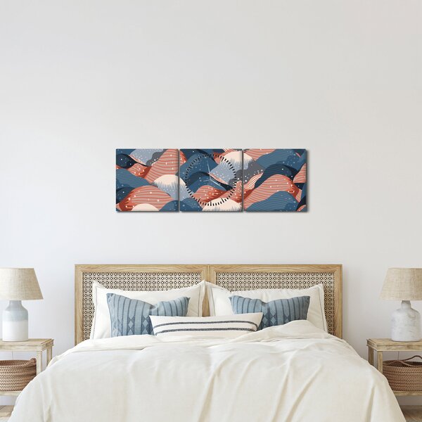 Kép - Japán hullámok (órával) (90x30 cm)