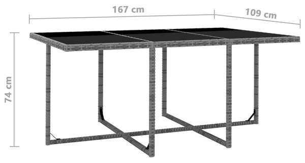 11-részes szürke polyrattan kültéri étkezőszett párnákkal