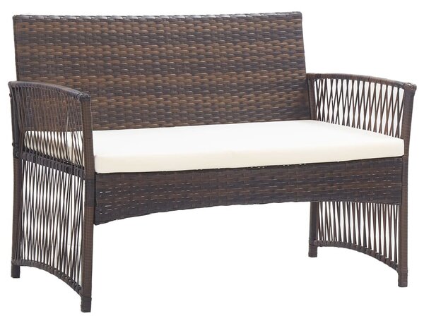 4-részes barna kerti polyrattan bútorszett párnákkal