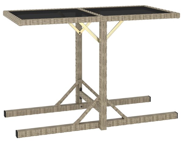 Bézs üveg és polyrattan kerti asztal 110 x 53 x 72 cm