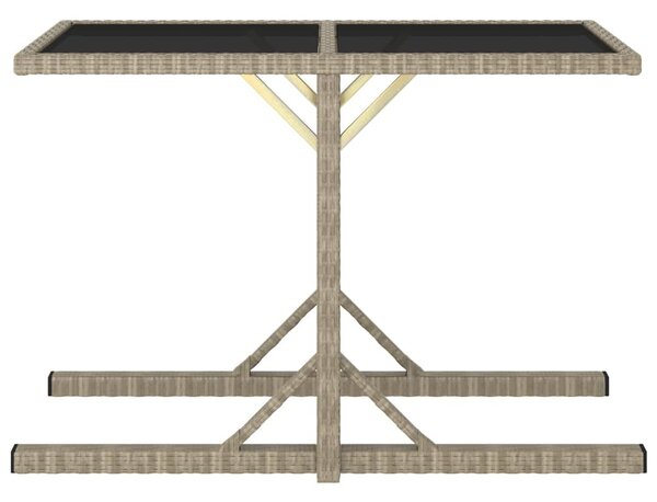 Bézs üveg és polyrattan kerti asztal 110 x 53 x 72 cm