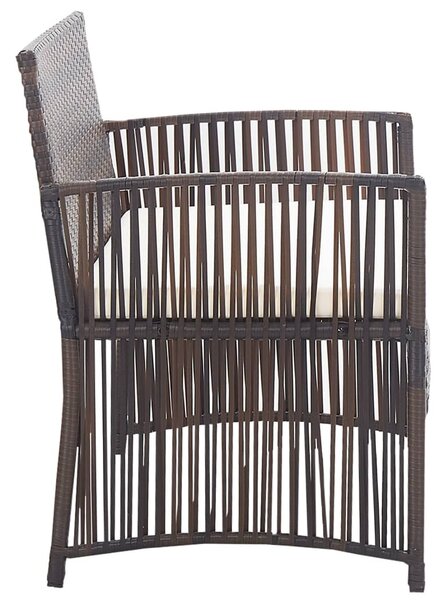 4-részes barna kerti polyrattan bútorszett párnákkal