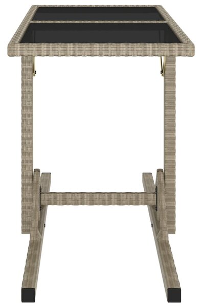 Bézs üveg és polyrattan kerti asztal 110 x 53 x 72 cm